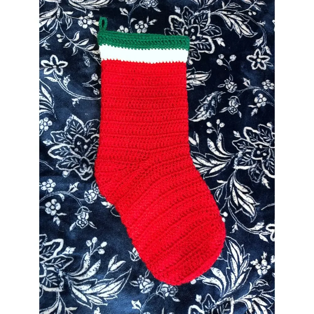 Vintage Handmade Crocheted Christmas Stocking